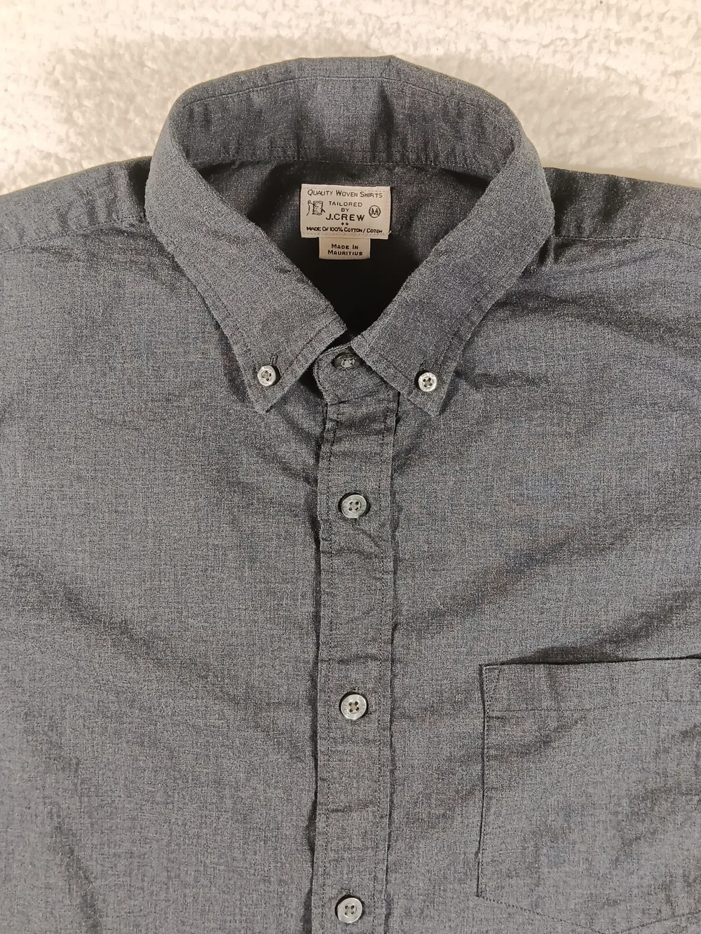 J Crew Shirt Mens Medium Charcoal Chambray Long Sleeve Button Down Preppy